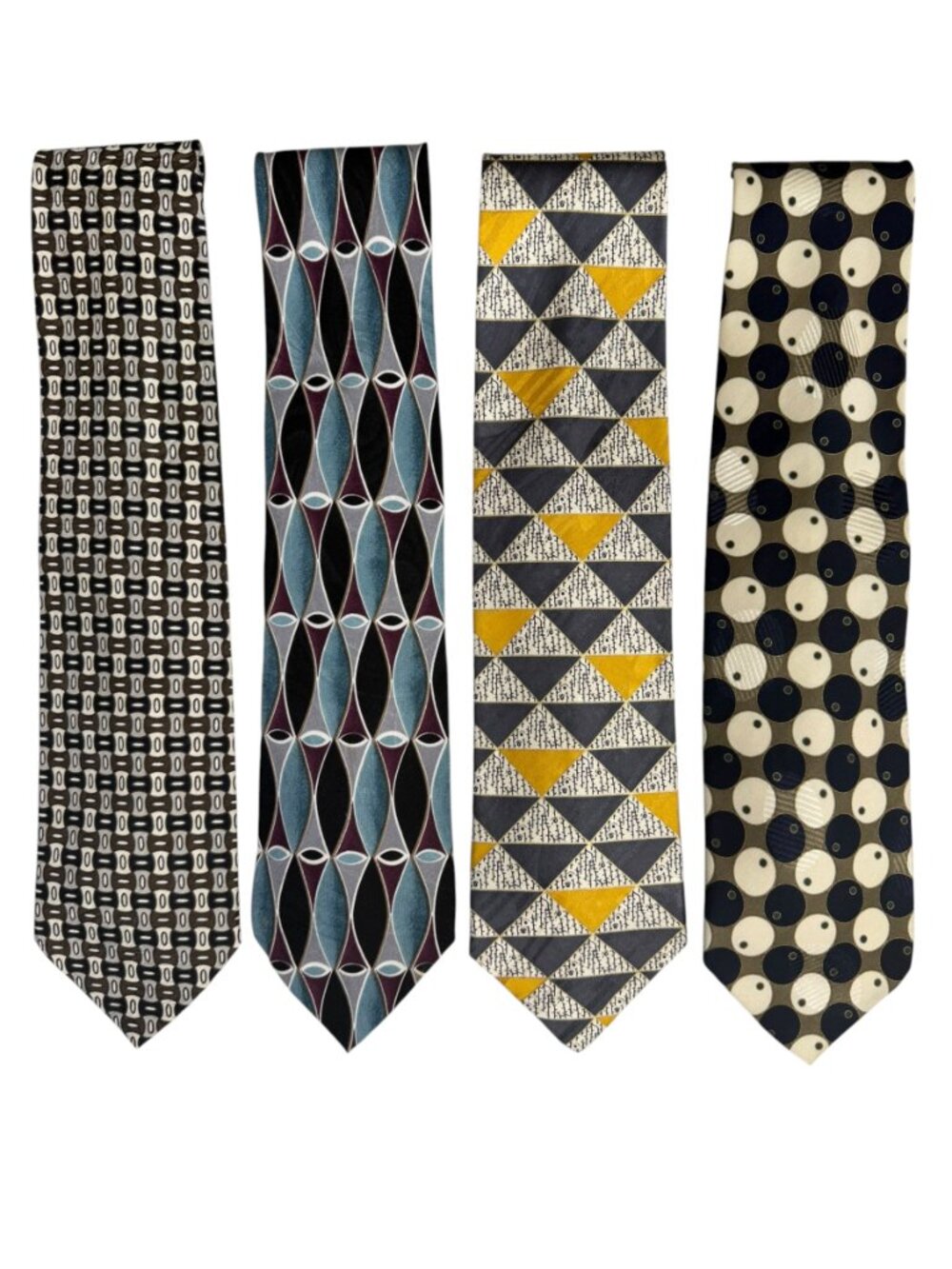 Lot of 4 Vintage Men's Silk Ties Halberstadt's 90s Graphic Abstract Art Deco 4"